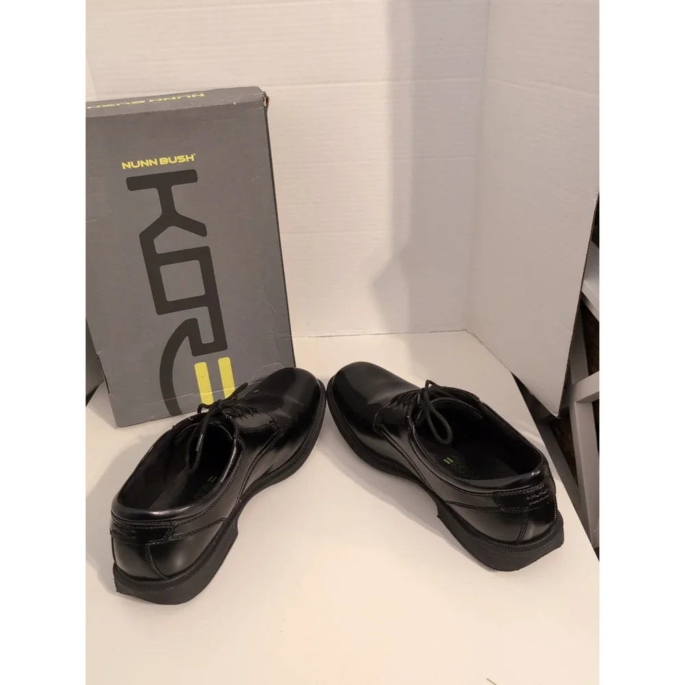 Nunn‎ Bush Baker Street Mens Black Leather Shoes Size 10.5W Comfort Gel